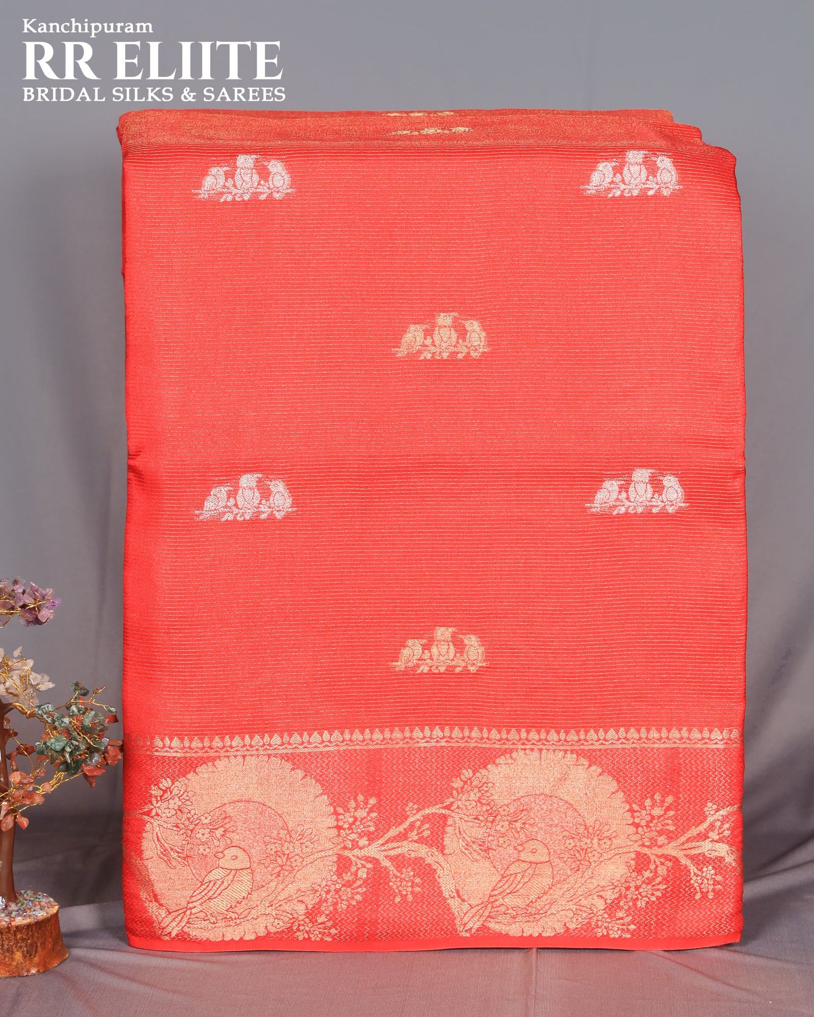 Red Russian silk saree | RREHS02