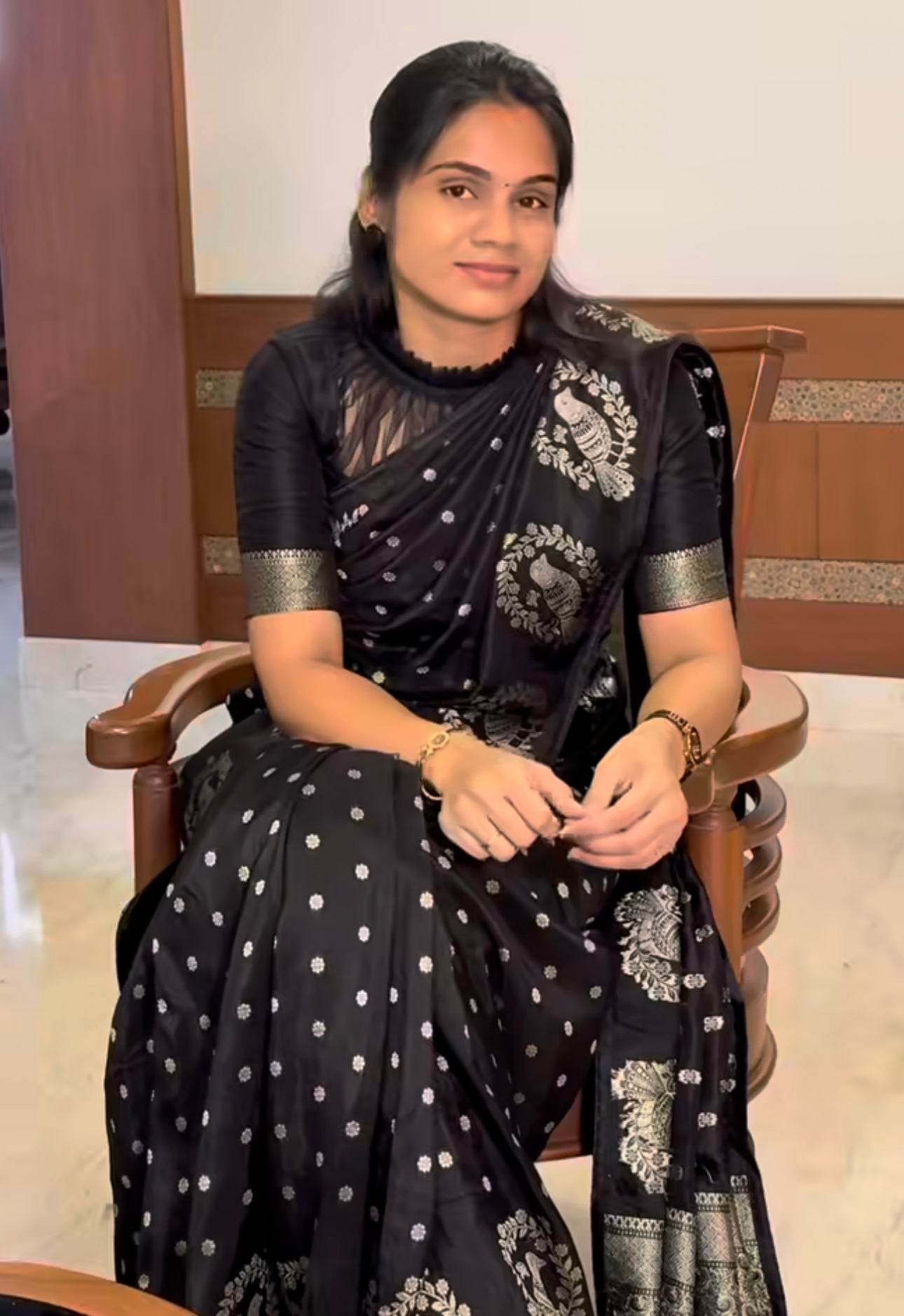 Black Russian Crepe saree | RREHS02